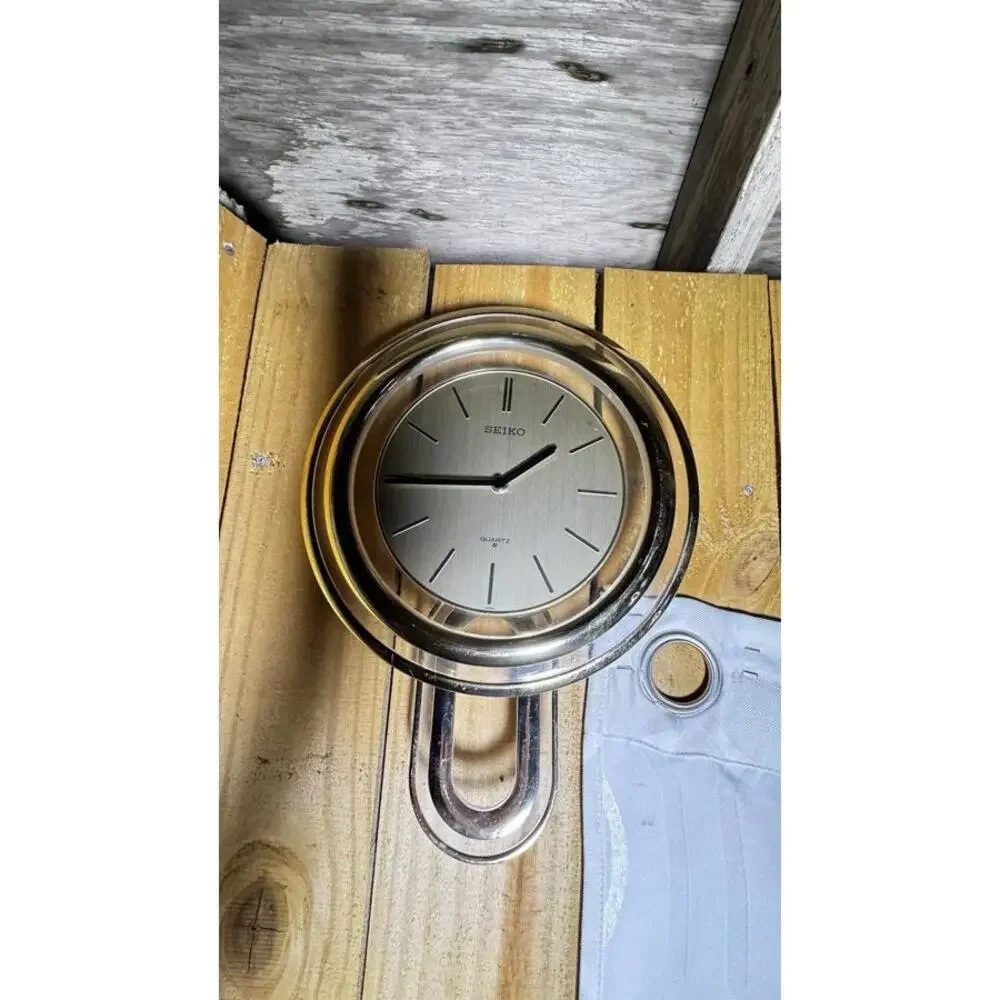 Vintage Seiko Quartz Pendulum Wall Clock Gold and Clear - Tested, Works Great!